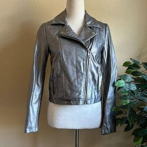 Forever 21 Silver Metallic Faux Leather Moto Jacket
